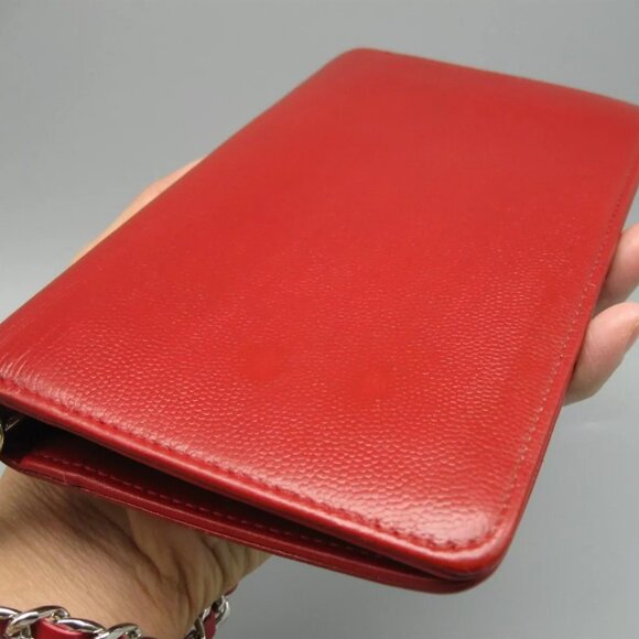 Vintage Chanel Red Caviar Leather Long Bag Wallet - Picture 6 of 16